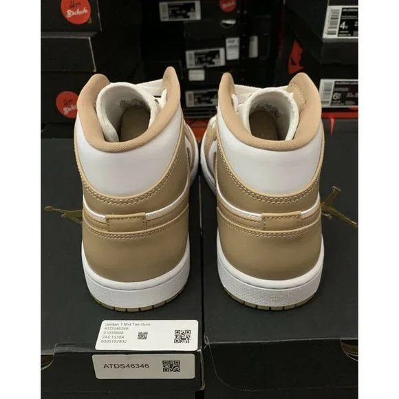Nike Air Jordan 1 Mid Hemp Tan Gum Beige White Shoes 554724-271 Men's Size 14 - Picture 3 of 5